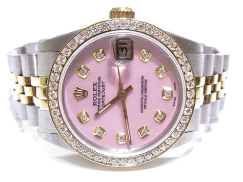 pale pink rolex|rolex pink face with diamonds.